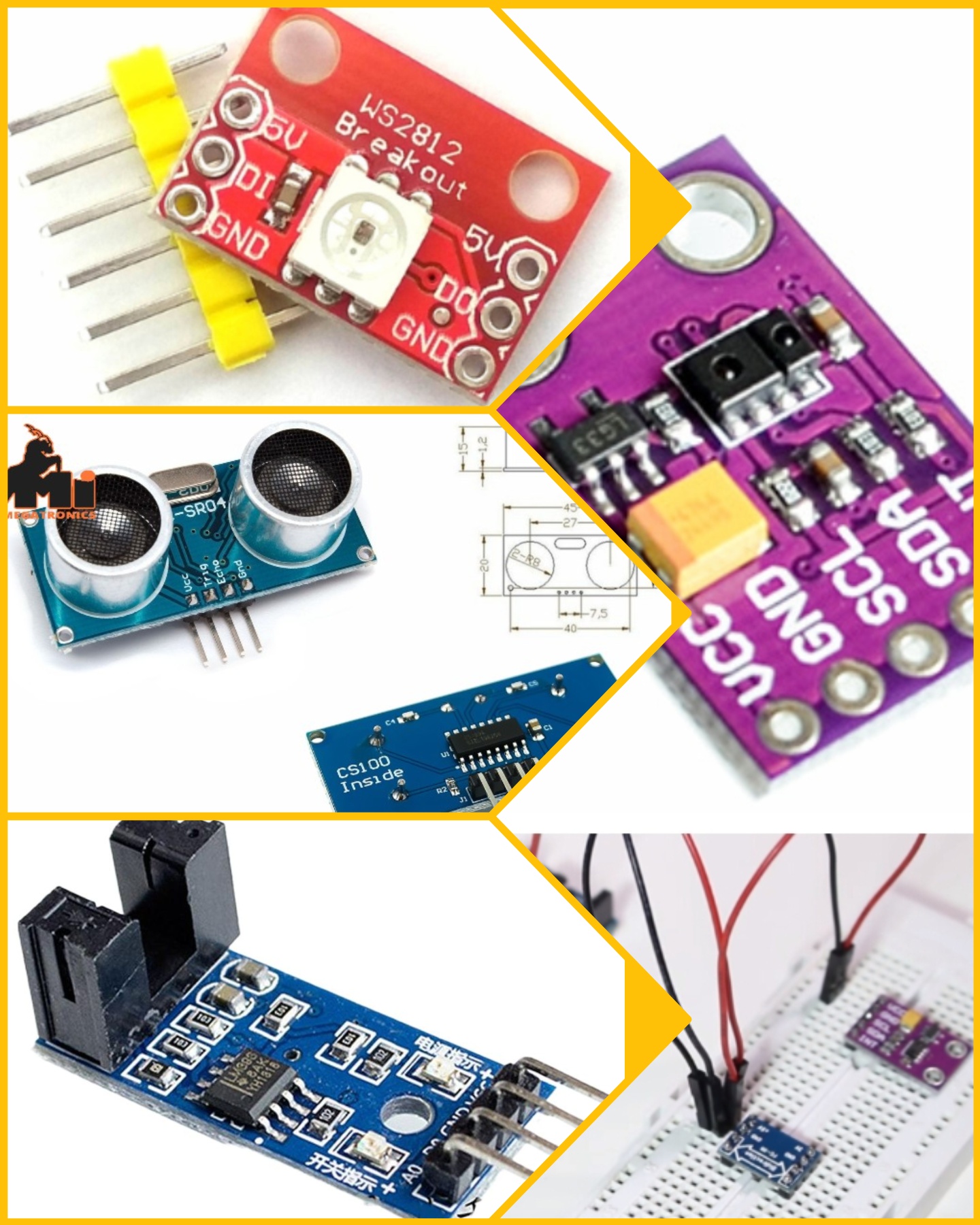 IR Infrared, Ultrasonic, RADAR, Light sensor